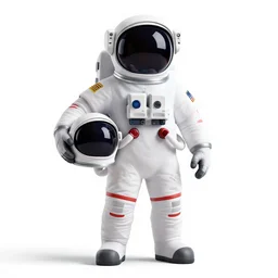 tattooed astronaut holding helmet, stylized pixar-style 3d render, full body, standing, isolated on a pure white background, centered, whole figure in frame, sharp focus, studio lighting