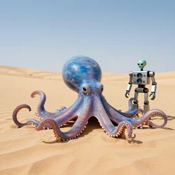 🐙 🐋🤖👽 🐳 in desert, photography by bussiere rutkowski andreas roch