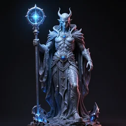 statue of necromancer in brutal ethereal magic style