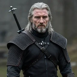 bearded liam neeson cast as vesemir in the witcher netflix series