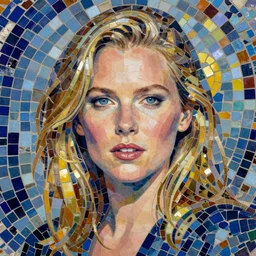 kristen bell portrait, mosaic, tile, colorful