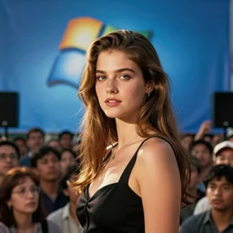 Windows XP Background, crowds of people gathered around, speakers corner