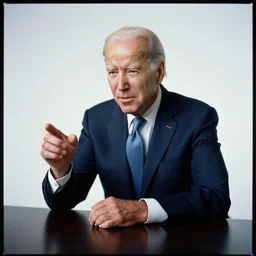 a photograph of Joe Biden playing dungeons and dragons, seated at a table, by A.M. Cassandre, medium format photography, Hasselblad, film