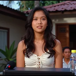 home video footage, An Indonesian guy on the small stage in her home; summer, Color VHS picture quality with mixed noise