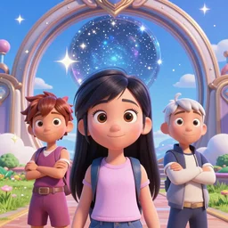 a beautiful concept 3 d disney, pixar characters, close up view of mirrorverse guardians in front of the portal opening, stellar mirror, anime, manga, hyper detailed, vibrant, landscape, 8 k hd, digital, art station, cg