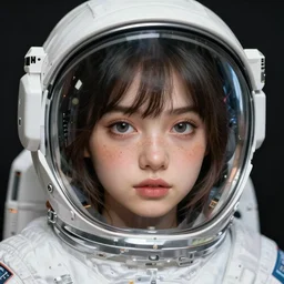 portrait Anime astronaut girl cute-fine-face, pretty face, realistic shaded Perfect face, fine details. Anime. realistic shaded lighting by Ilya Kuvshinov Giuseppe Dangelico Pino and Michael Garmash and Rob Rey, IAMAG premiere, WLOP matte print, cute freckles, masterpiece