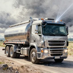 concept art of a fuel truck, pinterest, artstation trending, behance, watercolor, by coby whitmore, silver, laser light,