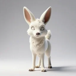 albino coyote, professional studio photo, full body, isolated on a pure white background, centered, entire subject in frame, sharp focus, soft studio lighting
