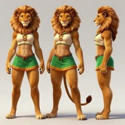 beautiful full body character reference sheet with front, back and side profiles of a strong female anthropomorphic lioness fursona wearing rastafarian clothes. character design by disney, anime, manga, charlie bowater, ross tran, artgerm, and makoto shinkai, detailed, soft lighting, rendered in octane