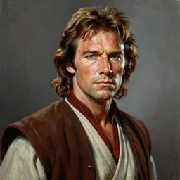 ultra realistic portrait painting of tom selleck as obi - wan kenobi, art by frank frazetta, 4 k, ultra realistic, highly detailed, epic lighting