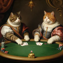 fat cats playing poker, renaissance painting