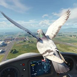 Screenshot of Microsoft Flight Simulator (2022), where you fly a pigeon