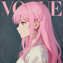 anime vogue mage, intricate oil painting by greg rutkowski, trending on artstation, side profile, pink hair