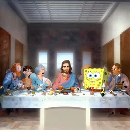 the last supper with characters from spongebob