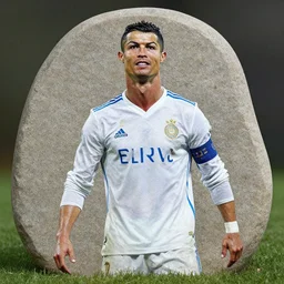 Christiano Ronaldo as a stone wakk painting