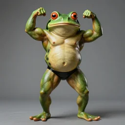 IFBB pro pepe the frog flexing in the style of Caravaggio
