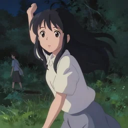 anime visual, portrait of a young female at the park at night long hair, low light, cute face by ilya kuvshinov, yoh yoshinari, makoto shinkai, dynamic pose, dynamic perspective, cel shaded, flat shading mucha, rounded eyes, no gradation