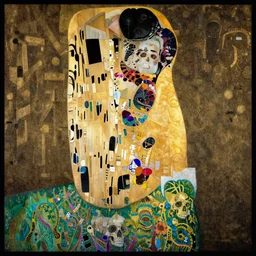 detailed realistic memento mori by gustav klimt, gothic ornament, skulls, bones, art nouveau, neogothic, ornate art nouveau botanicals, horizontal symmetry