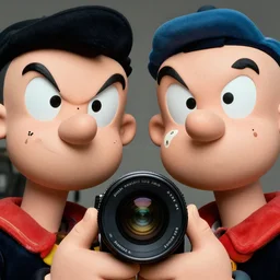closeup portrait of popeye and olive oyl, depth of field, zeiss lens, detailed, symmetrical, centered, fashion photoshoot, by Annie Leibovitz and Steve McCurry, David Lazar, Jimmy Nelsson, Breathtaking, 8k resolution, extremely detailed, beautiful, establishing shot, artistic, hyperrealistic, beautiful face, octane render
