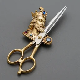 Royal scissors for trimming the King's beard. Guilded. Jeweled. Baroque