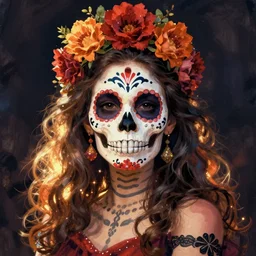 Illustration of a sugar skull day of the dead girl, art by matt bors