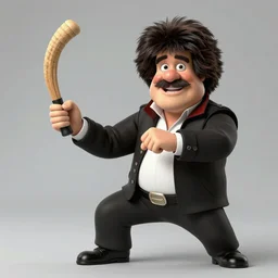 Bob Ross showing off his nunchuck skills, action photography