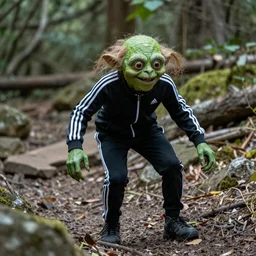 Gollum in adidas tracksuit working out trail cam