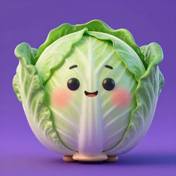 high quality 3 d render very cute cabbage! highly detailed, unreal engine cinematic smooth, pixar, hannah yata charlie immer, moody light, purple background, low angle, uhd 8 k, sharp focus