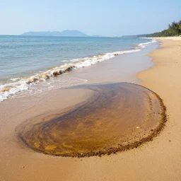 a beach but instead of water there is oil