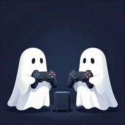 Two ghosts playing playstation, concept art