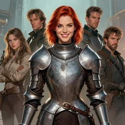gordon freeman as an attractive young smiling woman dressed as a knight, hd shot, digital portrait, beautiful, fantasy art, artstation, comic style, by artgerm, guy denning, jakub rozalski, magali villeneuve and charlie bowater