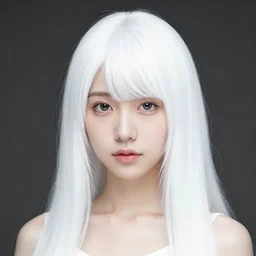 Portrait of a japanese young lady with a long white!!!! white hair and a red ribbon, Rim Lighting, Lantern, by Sergey Kolesov