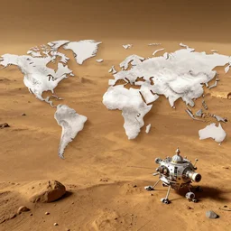 voxel based world, space mining station on the surface of mars, myriad of interconnected yellow drop pod structures, connected via tubes
