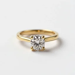 brass engagement ring, studio product photography, isolated on a pure white background, centered, entire object in frame, sharp focus, soft studio lighting