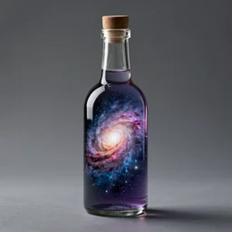 a bottle with a galaxy inside, stunning composition, studio lighting