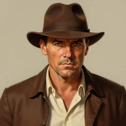 portrait of nick offerman as indiana jones, intricate, elegant, highly detailed, digital painting, artstation, concept art, smooth, sharp focus, illustration, art by artgerm and greg rutkowski and alphonse mucha