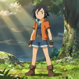 katniss everdeen as a pokemon trainer, tv still from the pokemon anime