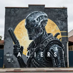 street art mural of Ripley from the 1986 film Aliens