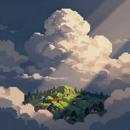 landscape, cloud, pixelart,