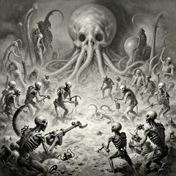 inks of 1 9 7 8 battle - panorama nightmare of horror skinned nautiloid chalk clusters terrors operating roccocco machines, by alberto bontempi, by francesco blanc 1 9 7 1, richard m powers landscape, horror by enric torres, alex ross, by jack gaughan, simon bisley & boris vallejo, hyper realism, cinematical