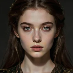 vi from arcane, only face, centered, symmetrical,