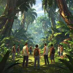 highly detailed vanishing - point jungle, in gta v, stephen bliss, unreal engine, fantasy art by greg rutkowski, loish, rhads, ferdinand knab, makoto shinkai and lois van baarle, ilya kuvshinov, rossdraws, tom bagshaw, global illumination, radiant light, detailed and intricate environment
