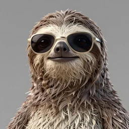 cool sloth with sunglasses, unreal engine, synthwave style