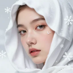 a pretty face turning into silk snowflakes. artstation award