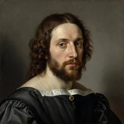 renaissance oil painting exaggerated portrait of drew durnil