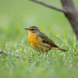 the green grass is in spring, and the oriole has a good sound on the tree.