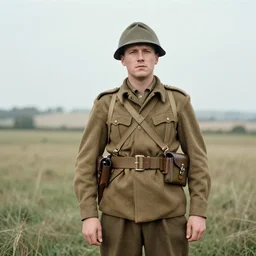 a photograph of 1 9 4 0 s soldier in countryside england photo by lillian bassman
