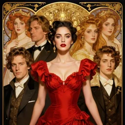 portrait of a beautiful spanish woman wearing a red salsa dress, beautiful symmetrical face, golden, fantasy, regal, by stanley artgerm lau, greg rutkowski, thomas kindkade, alphonse mucha, loish, norman rockwell.