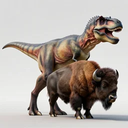 A mix of a tyrannosaurus rex and a bison, highly detailed, 8k, Unreal Engine render