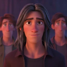 a portrait of a handsome man pixar character, pixar film setting, long bangs, going gray, vivid colors, soft lighting, atmospheric, cinematic, moody, in the style of ilya kuvshinov and range murata, krenz cushart, rule of thirds, oil on canvas, 8 k